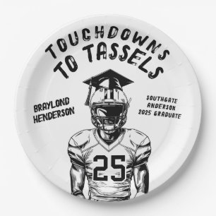 Touchdowns zum Tassels Football Grad Party Pappteller