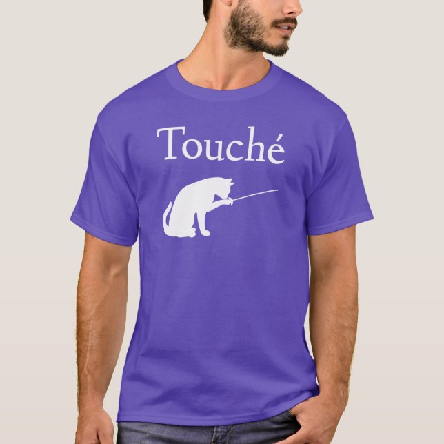 Touche Fencing Cat Cat Loving Foil boy retro T-Shirt (Vorderseite)