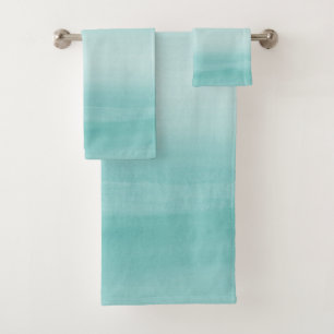 Touchen Aqua Blue Wasserfarbe Abstrakt #2 Badhandtuch Set