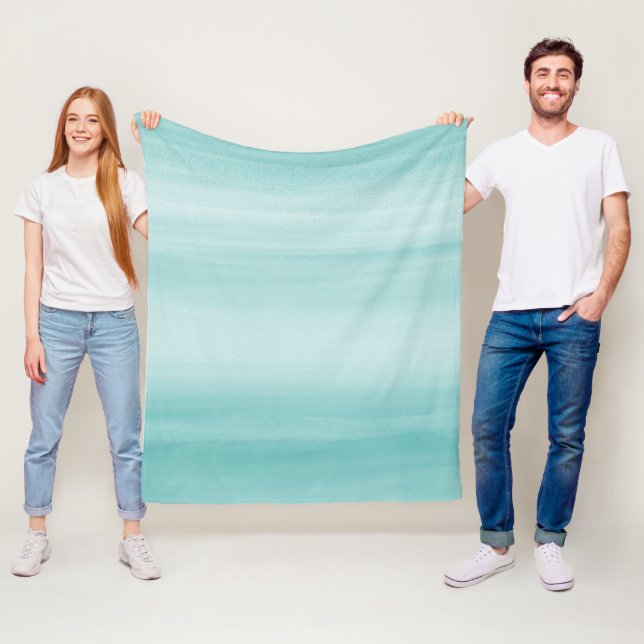 Touchen Aqua Blue Wasserfarbe Abstrakt #2 Fleecedecke (Beispiel)