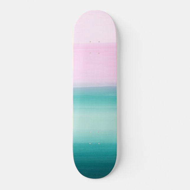 Touchen Seafoam Aquamarin Rosa Wasserfarbe Abstrak Skateboard (Vorderseite)