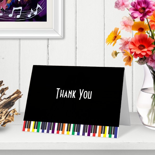 Touches de piano arc-en-ciel | Carte de remercieme (Rainbow Piano Keys Musical Thank You Card)
