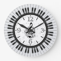 Touches de piano Notes musicales Horloge murale