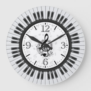 Touches de piano Notes musicales Horloge murale