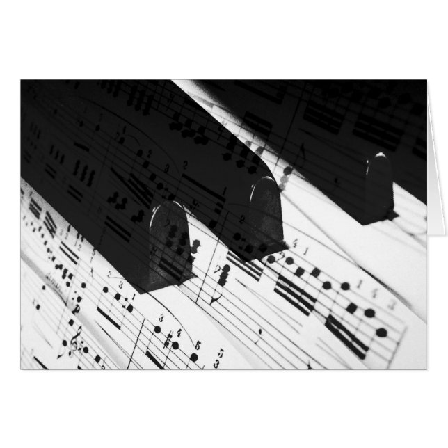 Touches et notes de piano - Carte de voeux/note bl (Devant Horizontal)