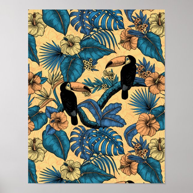 Touchgarten in Gelb und Blau Poster (Vorne)