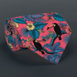 Touchgarten in Rot und Blau Krawatte<br><div class="desc">tropisches nahtloses Muster mit tropischen Blätter und Blume und 2 Toucan-Vögeln.</div>