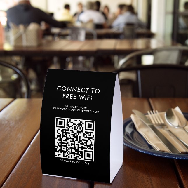 Touchless Menu QR Code Connect WiFi Black Tischaufsteller (In Situ (Restaurant))