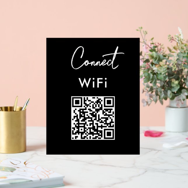 Touchless Menu QR Connect WiFi Black Acrylschild (Hochzeit)
