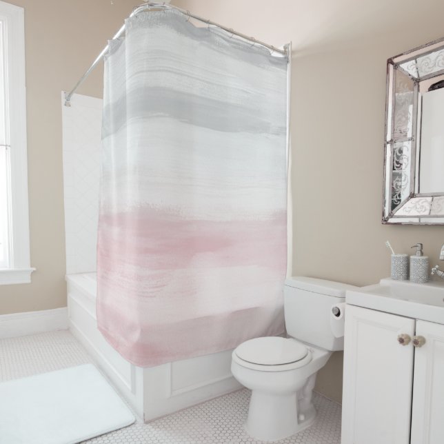 Touchscreen Blush Gray Watercolor Abstrakt #5 #art Duschvorhang (Beispiel)