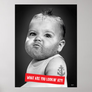 Tough Beared Baby Boy Poster