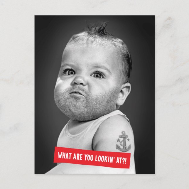 Tough Beared Baby Boy Postkarte (Vorderseite)