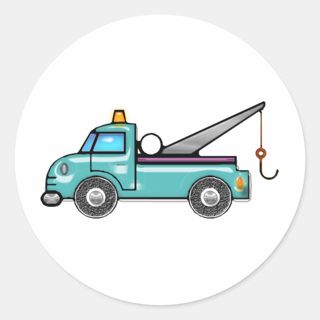 Tough Blue Tow Truck Runder Aufkleber (Vorderseite)