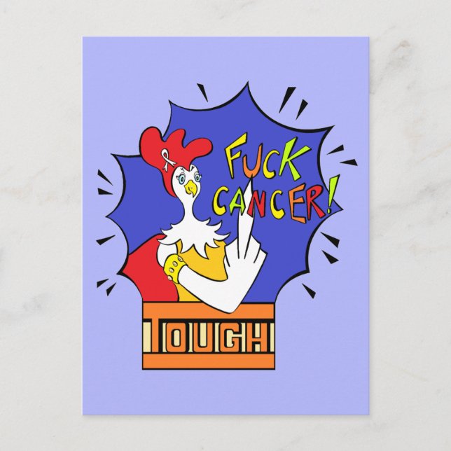 Tough Chick White Ribbon F**k Krebs Postkarte (Vorderseite)