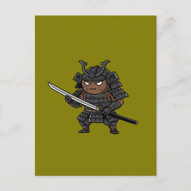 Tough Coconut Samurai Guardian Katana Illustration Postkarte (Vorderseite)