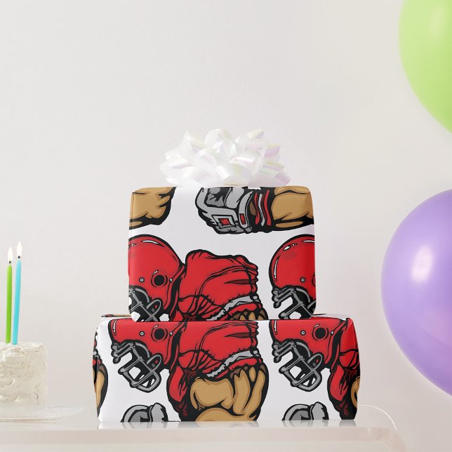 Tough Football Warrior Mascot Red Helmet Muskel Geschenkpapier (Von Creator hochgeladen)