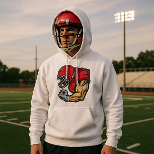 Tough Football Warrior Mascot Red Helmet Muskel Hoodie