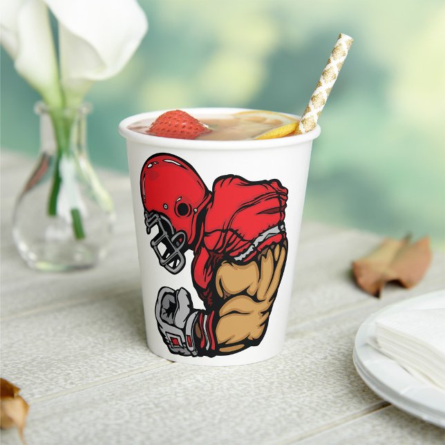 Tough Football Warrior Mascot Red Helmet Muskel Pappbecher (Von Creator hochgeladen)