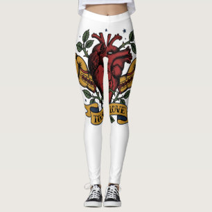 Tough Love Boxen Herz Rose Tattoo Flash Stark Leggings