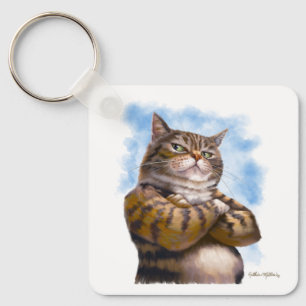 Tough Tabby Katze Cartoon Schlüsselanhänger