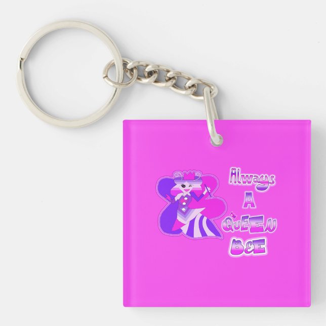 Toujours une reine abeille porte - clé rose chaud (Devant)