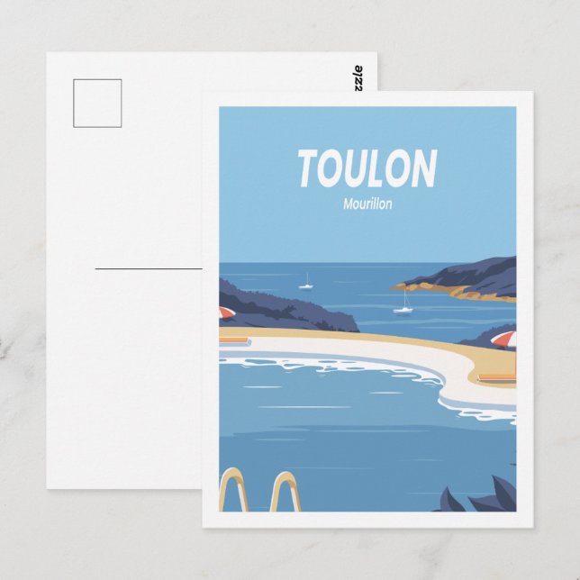 Toulon Mourillon Famous Travel Place Illustration Postkarte (Vorne/Hinten)