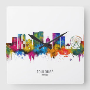 Toulouse France Skyline Quadratische Wanduhr