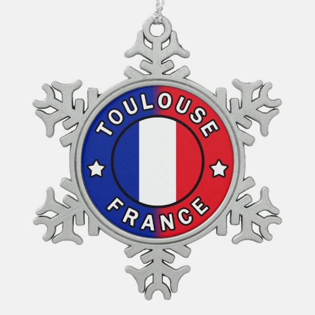 Toulouse Frankreich Schneeflocken Zinn-Ornament (Vorderseite)