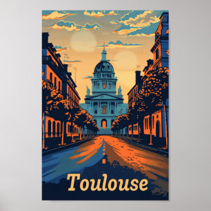 Toulouse Frankreich Vintag Retro Travel Illustrati Poster