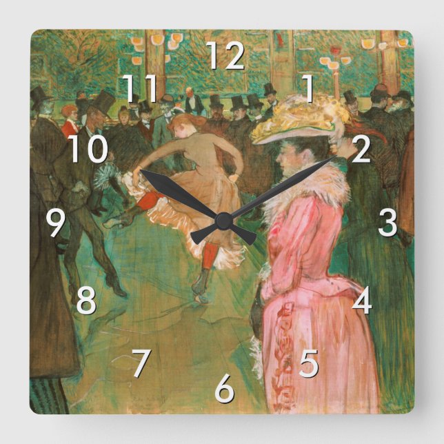 Toulouse-Lautrec - Auf dem Weg zum Tanz Quadratische Wanduhr (Vorderseite)