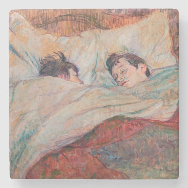 Toulouse-Lautrec - Das Bett Steinuntersetzer (Vorderseite)