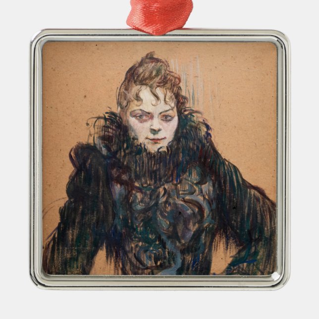 Toulouse-Lautrec - Frau mit schwarzem Boa Ornament Aus Metall (Vorne)
