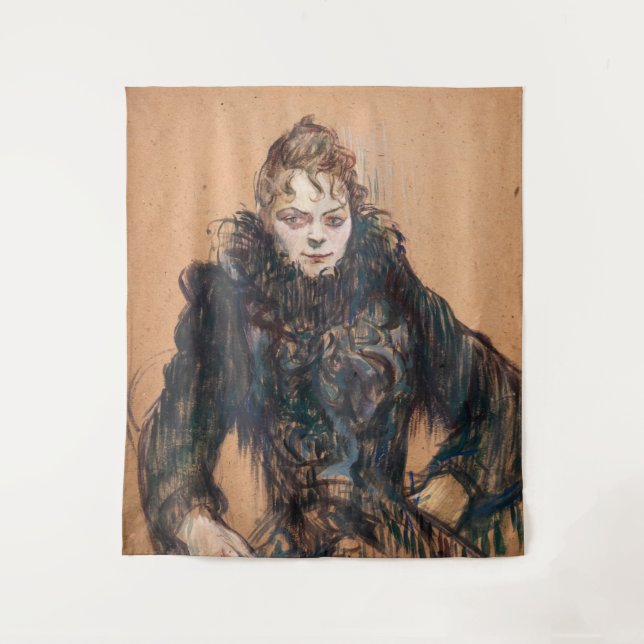 Toulouse-Lautrec - Frau mit schwarzem Boa Wandteppich (Vorderseite)