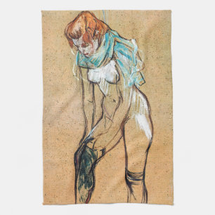 Toulouse-Lautrec - Frau zieht ihre Strümpfe hoch Geschirrtuch