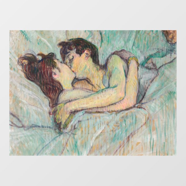 Toulouse-Lautrec - Im Bett, der Kuss Fensteraufkleber (Blatt)