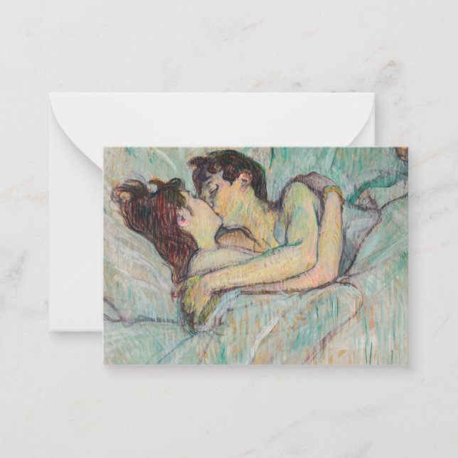 Toulouse-Lautrec - Im Bett, der Kuss Mitteilungskarte (Vorderseite)