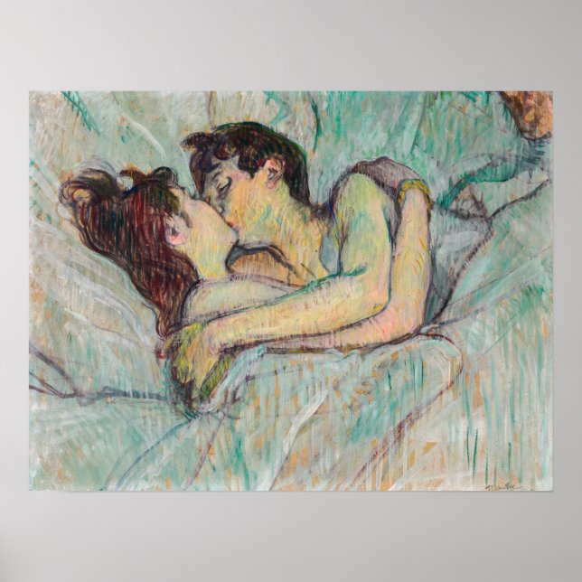 Toulouse-Lautrec - Im Bett, der Kuss Poster (Vorne)