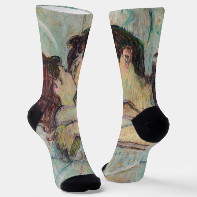 Toulouse-Lautrec - Im Bett, der Kuss Socken (Gewinkelt)