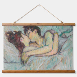 Toulouse-Lautrec - Im Bett, der Kuss Wandteppich Mit Holzrahmen