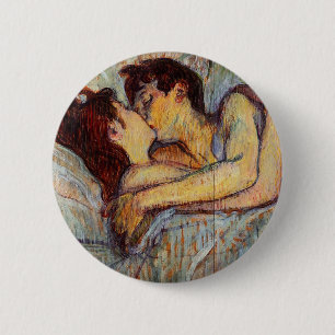 Toulouse-Lautrec im Bett der Kussknopf Button