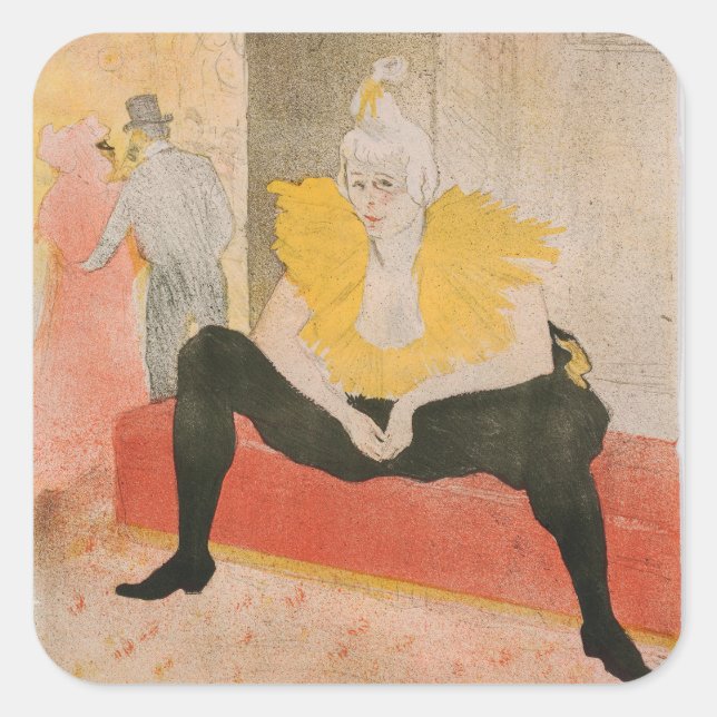 Toulouse-Lautrec - Mademoiselle Cha-u-kao Sitzplat Quadratischer Aufkleber (Vorderseite)