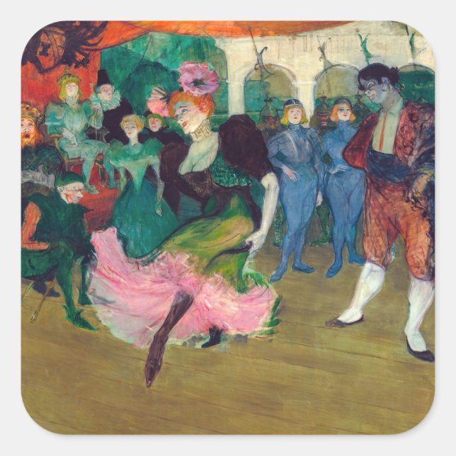 Toulouse-Lautrec - Marcelle Lender, Dancing Bolero Quadratischer Aufkleber (Vorderseite)