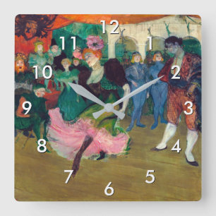 Toulouse-Lautrec - Marcelle Lender, Tanzender Bole Quadratische Wanduhr