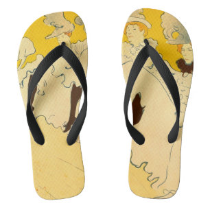 Toulouse Lautrec Yellow Dancing Girl Poster Flip Flops
