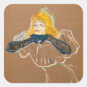 Toulouse-Lautrec - Yvette Guilbert Singing Quadratischer Aufkleber
