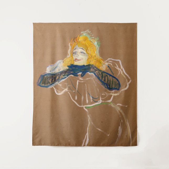 Toulouse-Lautrec - Yvette Guilbert Singing Wandteppich (Vorderseite)