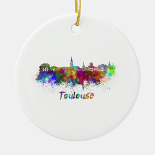 Toulouse skyline im Watercolor Keramikornament