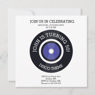TOUR 50, Thème Disco Anniversaire Invitation