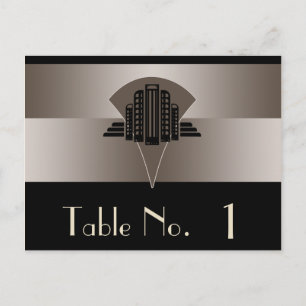 Tour Art Déco Noir et Bronze Numéro de table