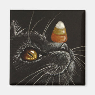 Tour avec des festins ! - Aimant de chat noir et